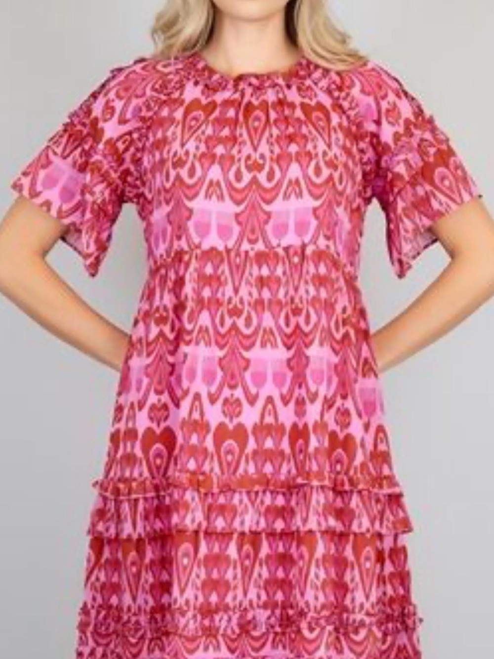 La Plage Pink in Pink Mini Ruffle Dress Size Small